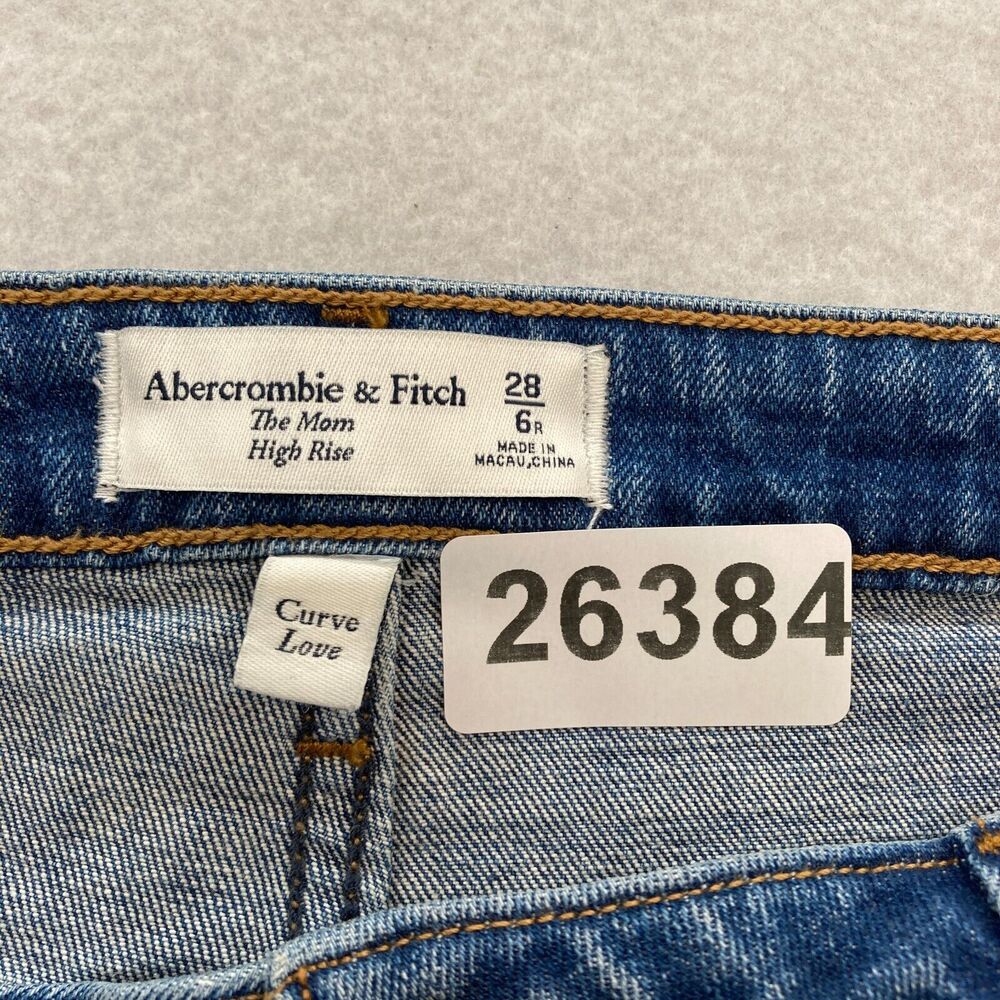 Abercrombie & Fitch Curve Love Mom Jeans Women's 28/6 High Rise Blue Distressed - Picture 5 of 13